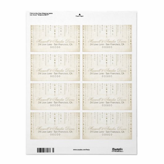 Gouden Glitter Look Bruiloft Adresetiketten Etiket (Full Sheet)