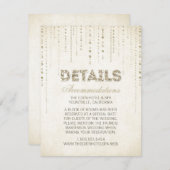 Gouden Glitter Look Bruiloft Details Kaart (Voorkant / Achterkant)