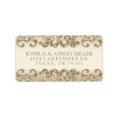 Gouden Glitter Look Bruiloft Etiket (Voorkant)