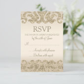 Gouden Glitter Look Bruiloft RSVP Kaarten (Staand voorkant)