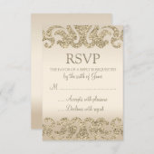 Gouden Glitter Look Bruiloft RSVP Kaarten (Voorkant / Achterkant)