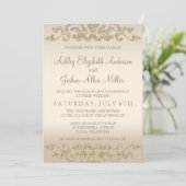 Gouden Glitter look bruiloft uitnodigingen (Staand voorkant)