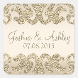 Gouden Glitter Look Bruiloft Vierkante Sticker