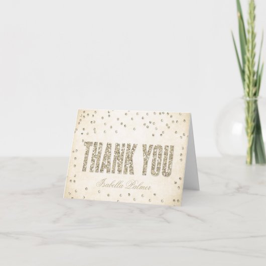 Gouden Glitter Look Confetti Stippen Bedankkaart (Voorkant)
