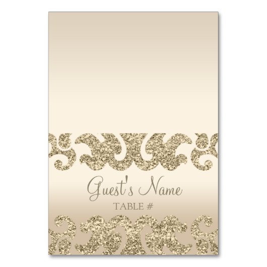 Gouden Glitter Look Custom Wedding Escort Kaarten (Voorkant)
