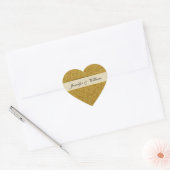 Gouden Glitter Look Hart Bruiloft Sticker (Envelop)