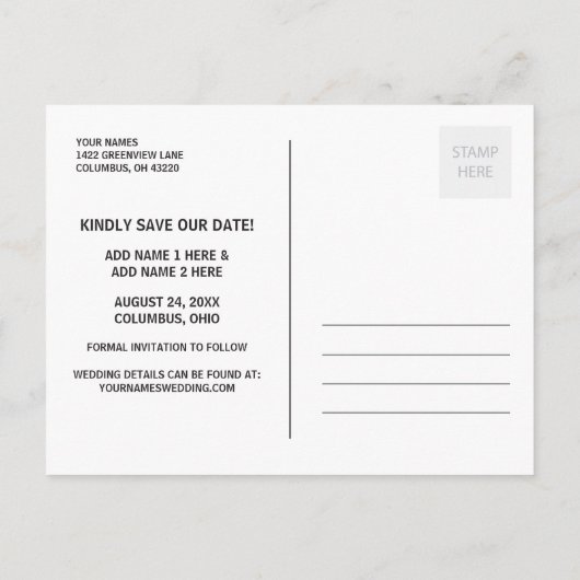 Gouden Glitter-Look Lettering Foto Sla de datum op Aankondigingskaart (Achterkant)