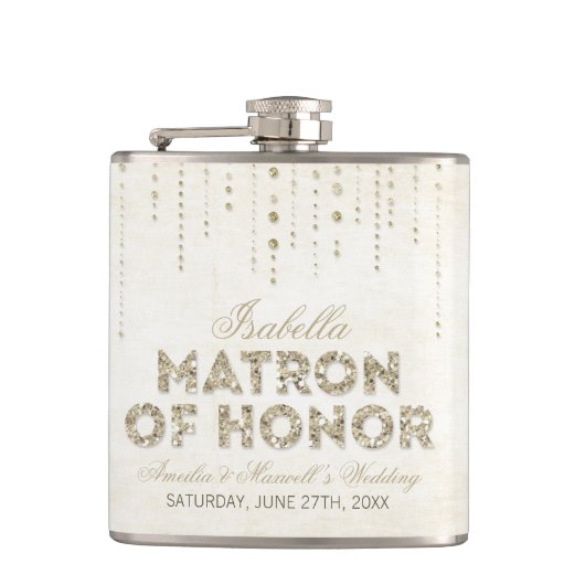 Gouden Glitter Look Matron of Honor Flask Heupfles (Voorkant)