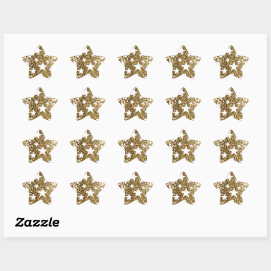 Gouden Glitter Look Sterren Ster Sticker (Vel)