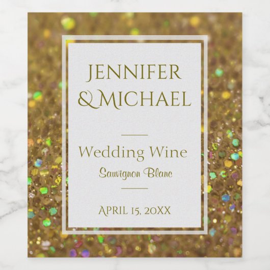 Gouden Glitter Look Wijnlabel Wijn Etiket (Enkel label)
