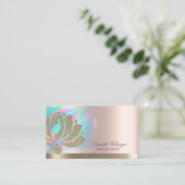 Gouden Glitter Lotus Holografische Inkt Roos Goud Visitekaartje (Staand voorkant)