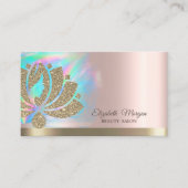 Gouden Glitter Lotus Holografische Inkt Roos Goud Visitekaartje (Voorkant)