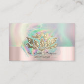 Gouden Glitter Lotus Kleurrijke Holografische Inkt Visitekaartje (Voorkant)