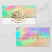 Gouden Glitter Lotus Kleurrijke Holografische Visitekaartje (Voorkant / Achterkant)