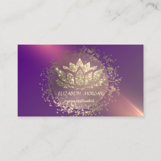 Gouden Glitter Lotus Violet Visitekaartje (Voorkant)