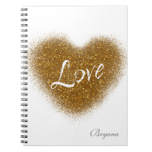 Gouden Glitter LOVE Hart Glamour Notitieboek Dagbo