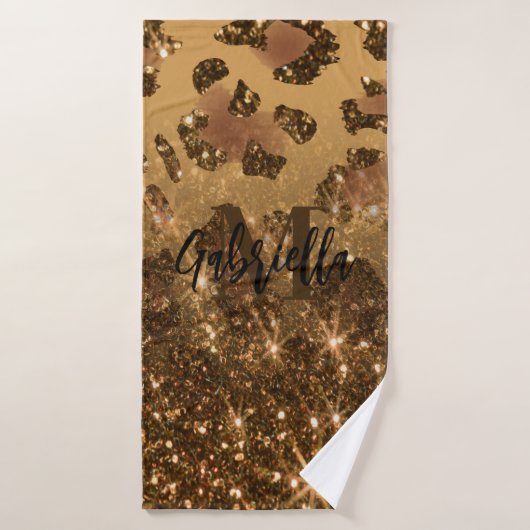 Gouden Glitter Luipaard Print Bad Handdoek (Badhanddoek)