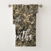 Gouden Glitter Luipaard Print Bad Handdoek (Insitu)