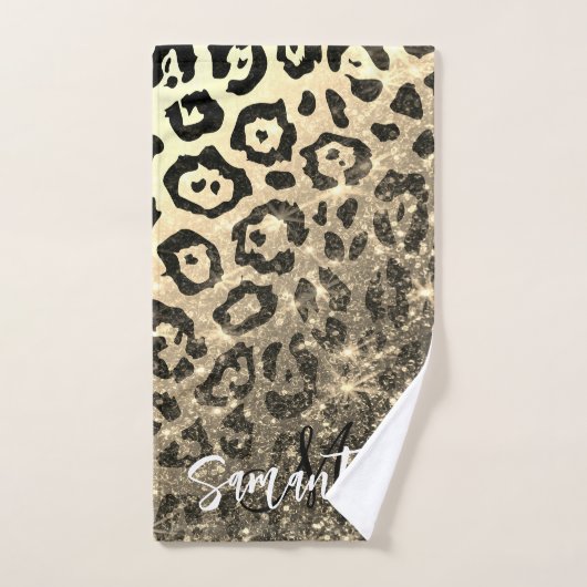Gouden Glitter Luipaard Print Bad Handdoek (Handdoek)