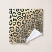 Gouden Glitter Luipaard Print Bad Handdoek (Wasdoekje)