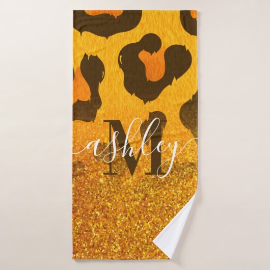Gouden Glitter Luipaard Print Badhanddoek (Badhanddoek)