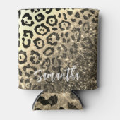 Gouden Glitter Luipaard Print Blikjeskoeler (Voorkant)