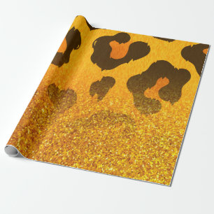 Gouden Glitter Luipaard Print Cadeaupapier