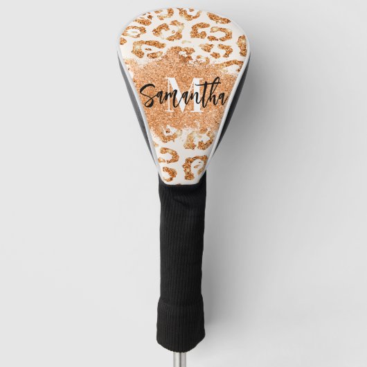 Gouden Glitter Luipaard Print Golfheadcover (Voorkant)
