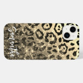 Gouden Glitter Luipaard Print iPhone Hoesje (Achterkant horizontaal)