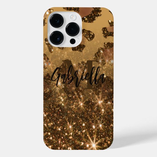 Gouden Glitter Luipaard Print iPhone Hoesje (Achterkant)