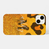 Gouden Glitter Luipaard Print iPhone Hoesje (Achterkant horizontaal)
