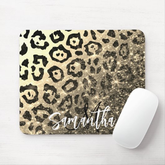 Gouden Glitter Luipaard Print Muismat (Met muis)