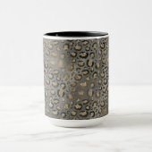 Gouden Glitter Luipaard Print op Grijs Gepersonali Mok (Midden)
