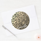 Gouden Glitter Luipaard Print Ronde Sticker (Envelop)