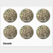 Gouden Glitter Luipaard Print Ronde Sticker (Vel)