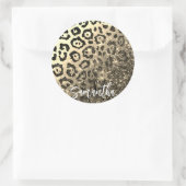 Gouden Glitter Luipaard Print Ronde Sticker (Tas)