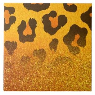 Gouden Glitter Luipaard Print Tegeltje