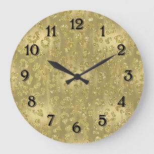 Gouden Glitter Luipaardprint Grote Klok