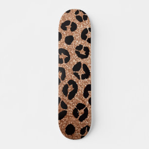 Gouden Glitter Luipaardprint Moedig Ontwerp Persoonlijk Skateboard