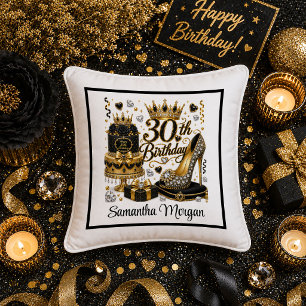 Gouden Glitter Luxe 30e Verjaardag Cadeau Kussen