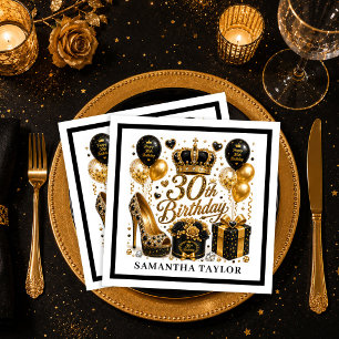 Gouden Glitter Luxe Confetti Zwart En Goud 30e Ver Servet
