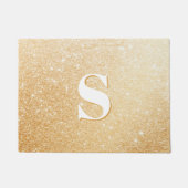 Gouden Glitter Luxe Gepersonaliseerde Monogram Deu Deurmat (Voorkant)