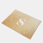 Gouden Glitter Luxe Gepersonaliseerde Monogram Deu Deurmat (Schuin)