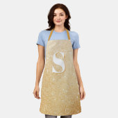 Gouden Glitter Luxe gepersonaliseerde Monogram Sch Schort (Gedragen)