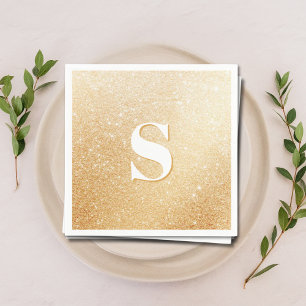 Gouden Glitter Luxe Gepersonaliseerde Monogram Ser Servet