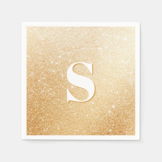 Gouden Glitter Luxe Gepersonaliseerde Monogram Ser Servet (Voorkant)
