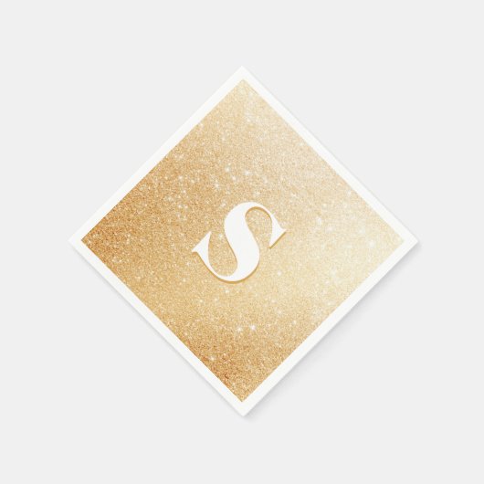 Gouden Glitter Luxe Gepersonaliseerde Monogram Ser Servet (Hoek)
