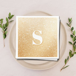 Gouden Glitter Luxe Persoonlijke Monogram Servette Servet