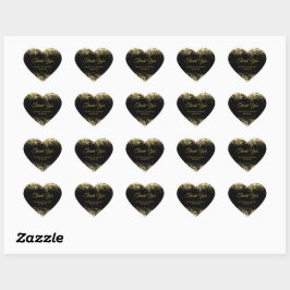 Gouden Glitter Luxe Zwart Bruiloft Hart Sticker