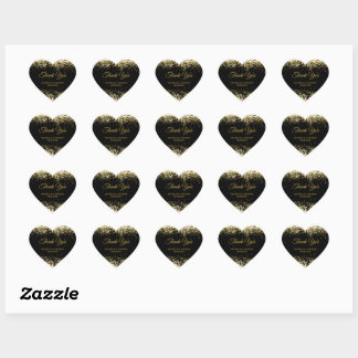 Gouden Glitter Luxe Zwart Bruiloft Hart Sticker